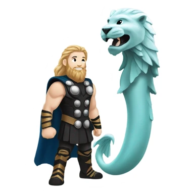 thor with merlion tail sticker