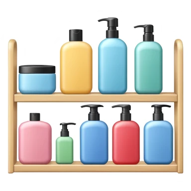 single row shampoo and stuff with Japan brand inside shelf sticker