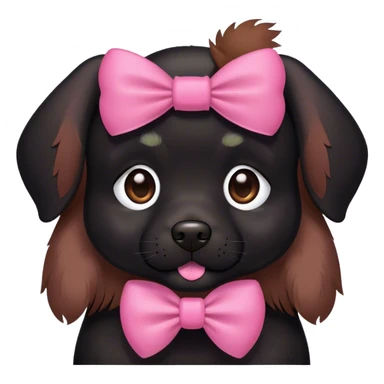 Black dog with a pink bow  sticker
