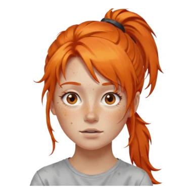 Artist with messy ponytail orange hair sticker