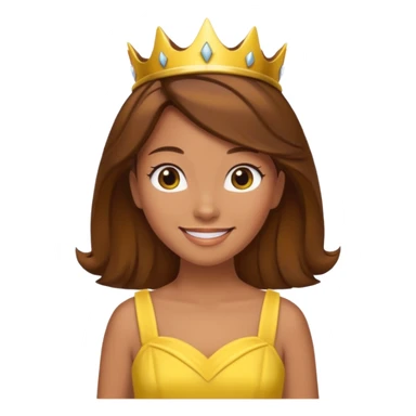 Princess daisy yelllow dress standing with brown hair sticker