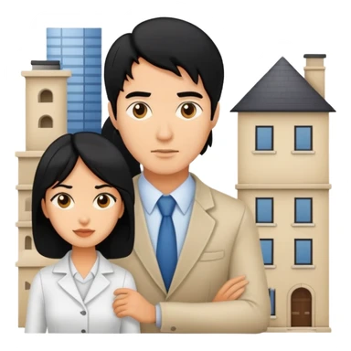 Woman and man architects with black hair sticker