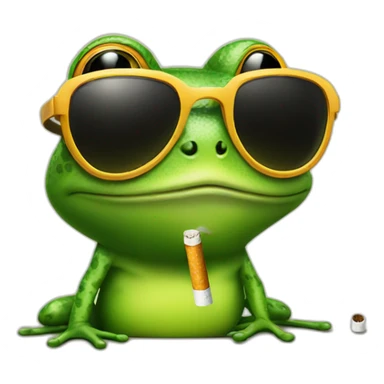 frog with sunglasses & a cigarette sticker