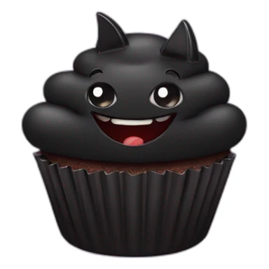 Happy black cupcake with black bats sticker