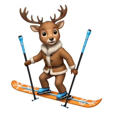 Une biche sur des ski avec un manteau en fourrure  sticker