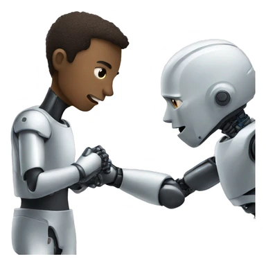 fighting between human and AI robot sticker