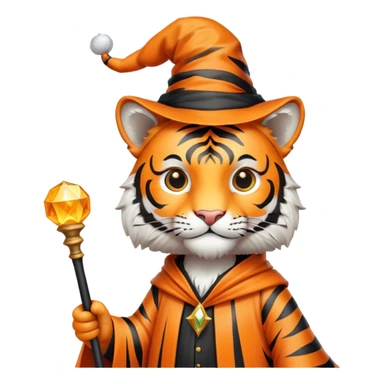Tiger wizard with magic wand and hat sticker
