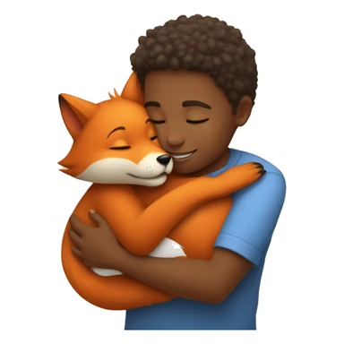 kid hugging a little fox sticker