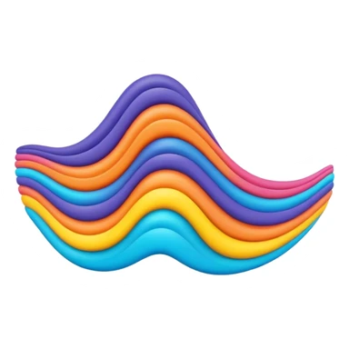 3D, psychedelic colored hippie style wavy line. Single line only sticker