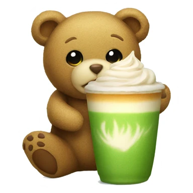 teddy bear with matcha latte  sticker