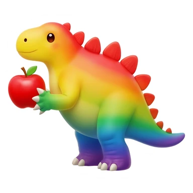 Cute Rainbow stegosaurus with apple sticker