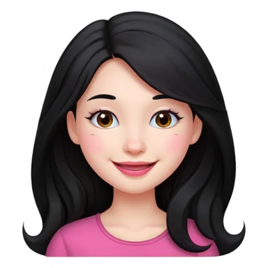 Clean girl long and black Hair and pink Cheek sticker