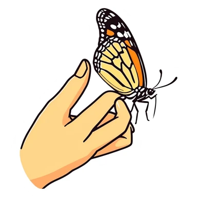 Monarch butterfly on top of a finger sticker