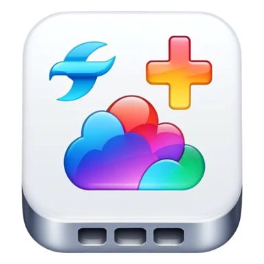 Mobile application icon with colorful app logo sticker