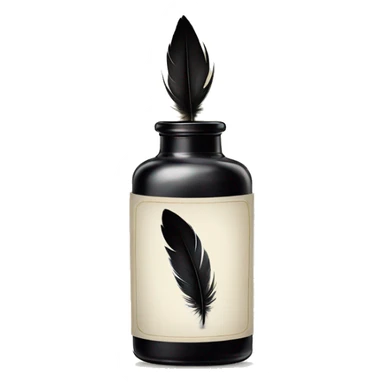 a feather quill and ink bottle sticker