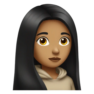 Tan girl with long black hair sad sticker