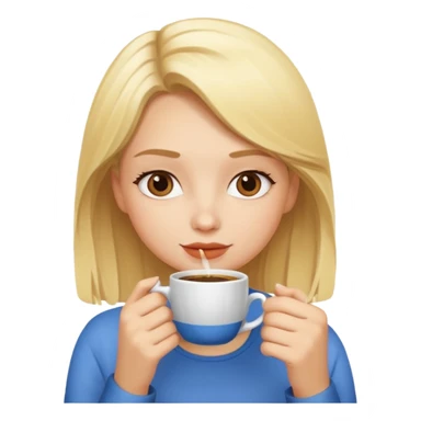 A blonde girl drinking coffee  sticker