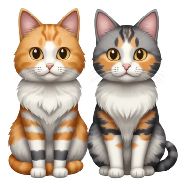 a very fluffy grey and white cat sitting with 2 other cats sticker