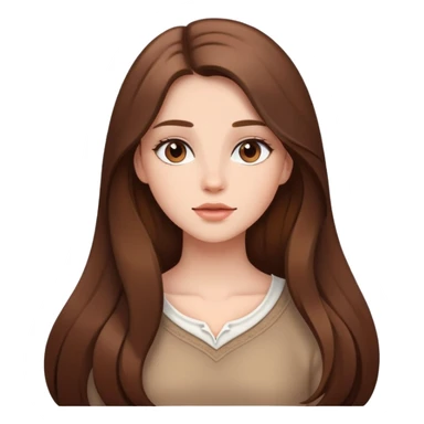 brown long hair girl with soft makeup sticker