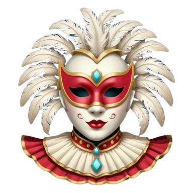 circus masked performer portrait, head and shoulders only, elegant carnival mask, dramatic costume collar, mysterious expression, 3D cartoon, mobile game icon style, clean background, no text, no watermark sticker