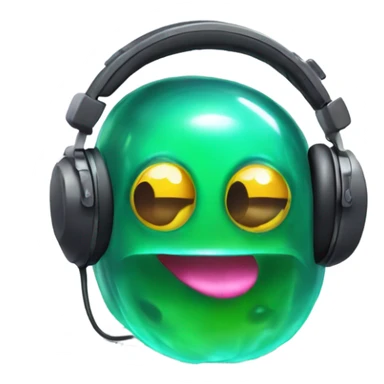 jelly blob with headphones and a music pad sticker