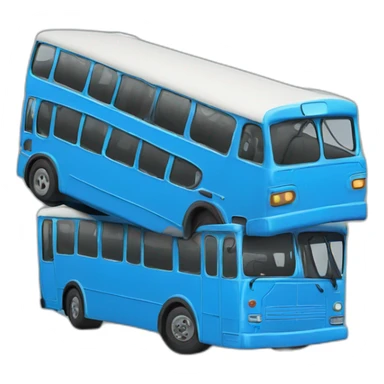 2 colliding blue busses sticker