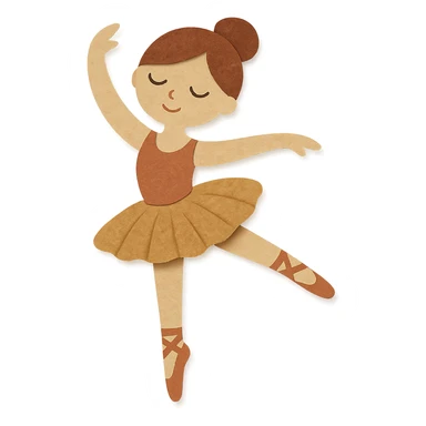 paper craft style girl doing ballet sticker