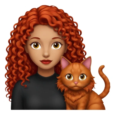 woman light brown skin long red curly hair with black cat sticker