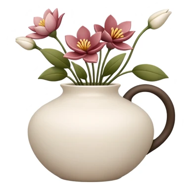 A ceramic vase with ikebana style floral arrangements sticker