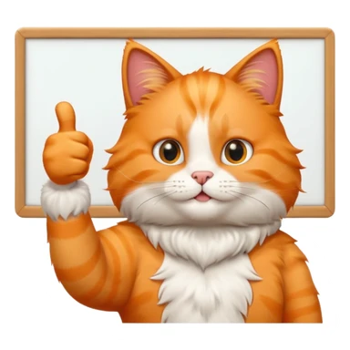 Cat with thumbs up next to a whiteboard sticker