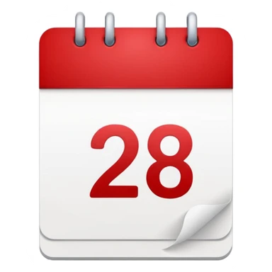 calendar with number 28 white page and red top sticker