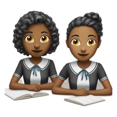 Two schoolgirl at the table are playing sticker