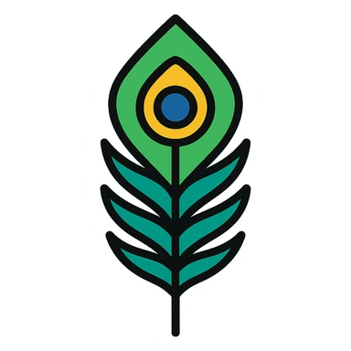 peacock feather icon with color outline sticker