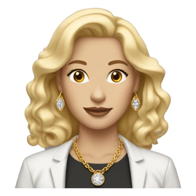white woman with blonde hair wearing gold diamond necklace and gold hoops  sticker