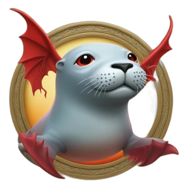 seal with a red dragon with outstretched wings in the center sticker
