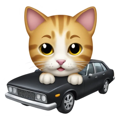 Cat with a wrench on a car hood sticker