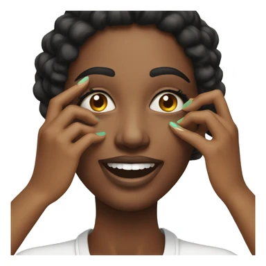 Smiling women doing make up with her hands sticker