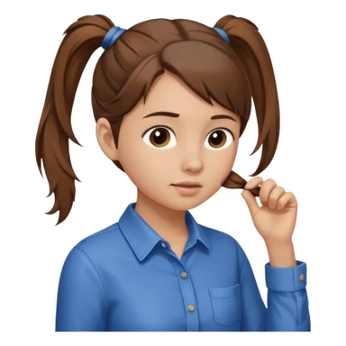 Normal skinned, tiny nosed, brown haired girl with Tying a ponytail sticker
