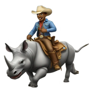 Cowboy riding a rhino sticker