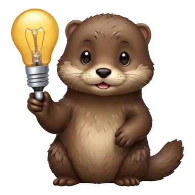 otter holding one lightbulb sticker