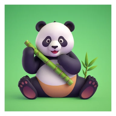 panda eating bamboo in forrest, close up pose sticker