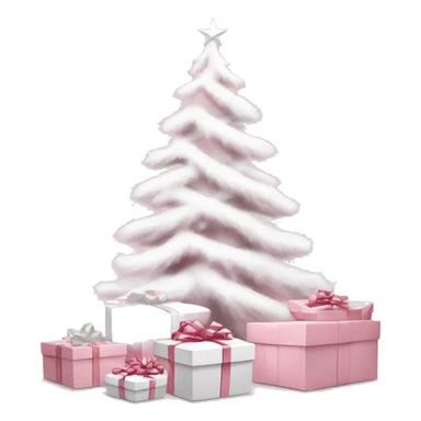 Light pink Christmas gifts under a white Christmas tree  sticker