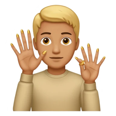 Man Tan skin hand with short gold nails sticker