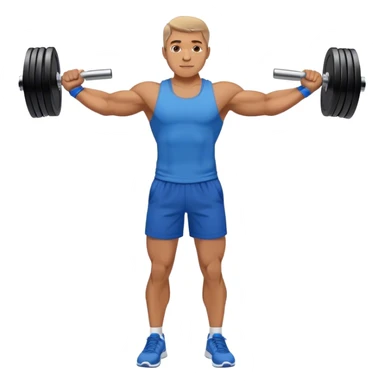 man with blue shorts doing side-lateral raise (T pose) with light dumbbells sticker