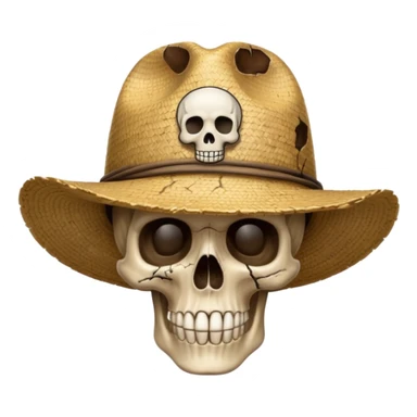 Straw hat with skull  sticker