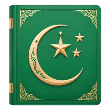 Closed Quran with the Islamic Symbol on it (moon and star) green from left to right sticker