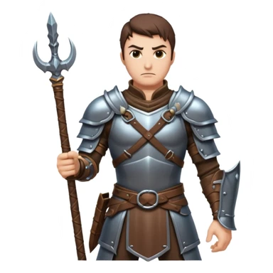 fantasy warrior man wielding a whip weapon, leather armor collar, intense eyes, heroic pose, 3D cartoon, mobile game icon style, clean background, no text, no watermark
 sticker