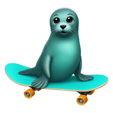 teal seal on a skateboard sticker