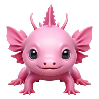 Pink axolotl, 3d, cute eyes sticker