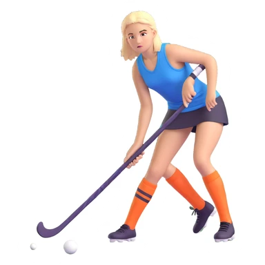 teen field hockey player, mid-game, focused look, athletic gear, clean background, bright colors sticker